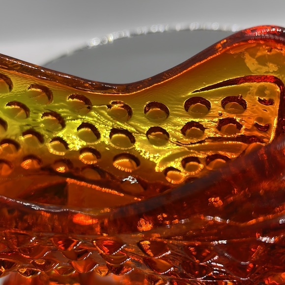 Fenton  Amberina hobnail cats head slipper. Glows under UV … - Picture 13 of 14